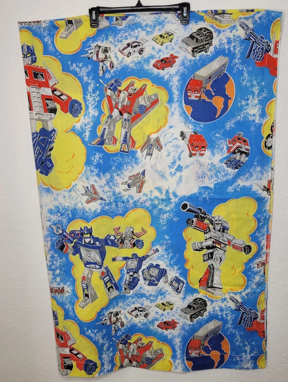 Vintage 1980s Transformers Optimus Prime Twin Bed Sheets Set Fitted & Flat Sheet